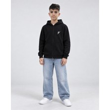 Backlain Mod Style Erkek Çocuk Fermuarlı Sweatshırt Hırka 3 Iplik Şardonlu Kalın Kumaş
