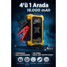 Assur 4'ü 1 Arada Dijital Göstergeli | Powerbank | LED Fener | Hava Kompresörü| Şarjlı Akü Takviye Cihazı