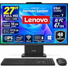 Lenovo Ideacentre 27ILL11 Intel Core U7-256V 16GB 512GB 27'' Fhd Windows 11 Pro Aı-Powered Aıo Bilgisayar Siyah F0JW0055TR Snertech