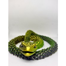 Eklemli Ejderha Figürü 3D Baskı Hareketli Yılan Ejderha 70 cm Dekoratif Fidget Toy - Metalik Yeşil
