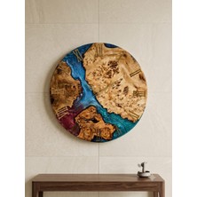 Rusticwood Epoksi ,ceviz Ağacı, Ahşap Duvar Saati, El Yapımı, Sessiz Mekanizma, 40X40