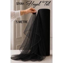 Azra Kına Siyah Hayal Süsleme Tülü, 5 Metre, Nişan Tülü Bohça Tülü, Gelin Damat Düğün Konvoy Kapı Valiz Süsleme, Hayal Tül, Hediye Süsü, 500 cm