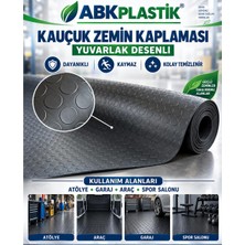 Abk Plastik Kauçuk Zemin Kaplaması Yuvarlak Desenli Siyah Kaymaz Rulo 100 cm x 2 M