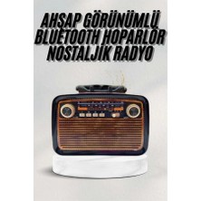 Eco Lounge Bluetooth Hoparlör Ahşap Renk Vintage Işıklı Nostaljik Radyo Fm Ahşap Görünümlü