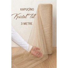 Azra Kına Kapuçino Süsleme Tülü, 3 Metre, Nişan Tülü Bohça Tülü, Gelin Damat Düğün Konvoy Kapı Valiz Süsleme, Kristal Tül, Hediye Süsü, 300 cm