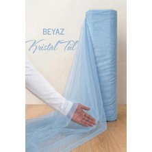 Azra Kına Bebe Mavisi Süsleme Tülü, 1 Metre, Nişan Tülü Bohça Tülü, Gelin Damat Düğün Konvoy Kapı Valiz Süsleme, Kristal Tül, Hediye Süsü, 100 cm