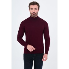 MCR Düz Slim Fit Yarım Balıkçı Yaka Kolu Fitilli Pamuk Erkek Triko Kazak