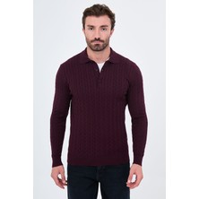 MCR Örgülü Slim Fit Polo Yaka Düğmeli Kaşmir Erkek Triko Kazak