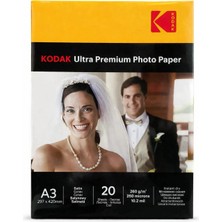 Kodak A3 260 Gram 30X40CM 20'lik Mat Satin Ultra Premium Inkjet Fotoğraf Kağıdı