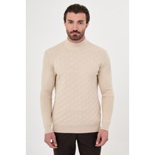 MCR Örgü Desenli Slim Fit Yarım Balıkçı Yaka Kaşmir Erkek Triko Kazak