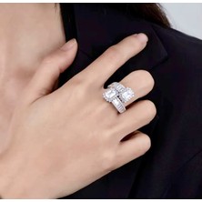 Rachel Silver Baget Zirkon Taşlı Çelik Rodyumlu Ayarlanabilir Yüzük