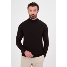 MCR Düz Desenli Slim Fit Yarım Balıkçı Yaka Kaşmir Erkek Triko Kazak