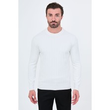 MCR Fitilli Slim Fit Bisiklet Yaka Pamuk Erkek Triko Kazak