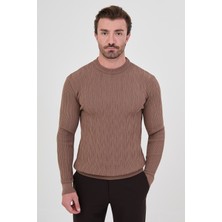 MCR Örgü Desenli Slim Fit Bisiklet Yaka Pamuk Erkek Triko Kazak