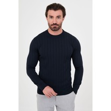 MCR Fitilli Slim Fit Bisiklet Yaka Pamuk Erkek Triko Kazak