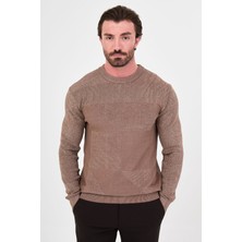 MCR Dokulu Slim Fit Bisiklet Yaka Pamuk Erkek Triko Kazak