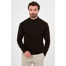 MCR Örgü Desenli Slim Fit Yarım Balıkçı Yaka Kaşmir Erkek Triko Kazak