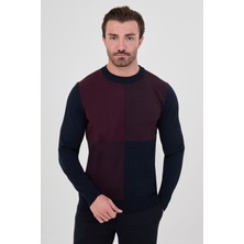 MCR Kare Desenli Slim Fit Bisiklet Yaka Kaşmir Erkek Triko Kazak