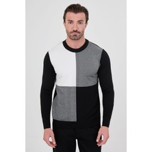 MCR Kare Desenli Slim Fit Bisiklet Yaka Kaşmir Erkek Triko Kazak