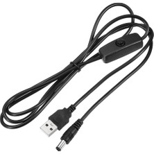 Lunatic 7360 USB To Dc 5.5x2.1mm Güç Kablosu 1.5 Metre Açma Kapama Anahtarlı Switch 5V Power On/off