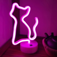 baytoptan Kedi Desenli Neo LED Lamba