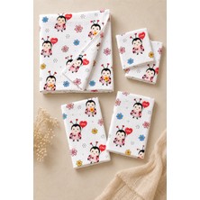 More Home Bebek Müslin Bez Battaniye Set 5 Parça  Uğur Böceği