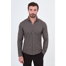 MCR Desenli Slim Fit Dik Yaka Oduncu Uzun Kollu Erkek Gömlek