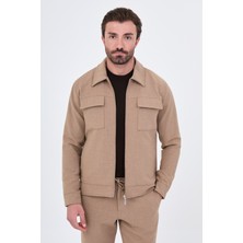 MCR Düz Slim Fit Gömlek Yaka Fermuarlı Yandan Cepli Pantolonu Ipli Erkek Mont Pantolon