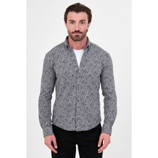 MCR Desenli Slim Fit Dik Yaka Oduncu Uzun Kollu Erkek Gömlek