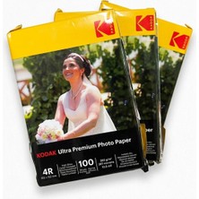 Kodak 260 Gram 3'lü 10X15CM 100'LÜK Parlak Glossy Ultra Premium Inkjet Fotoğraf Kağıdı