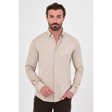 MCR Düz Slim Fit Dik Yaka Oduncu Uzun Kollu Erkek Gömlek