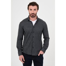 MCR Kareli Slim Fit Klasik Yaka Oduncu Uzun Kollu Erkek Gömlek
