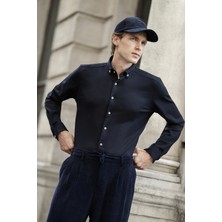 MCR Düz Slim Fit Dik Yaka Oduncu Uzun Kollu Erkek Gömlek