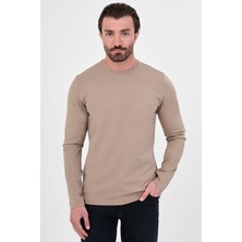 MCR Düz Slim Fit Yüksek Bisiklet Yaka Pamuk Uzun Kollu Erkek T-Shirt