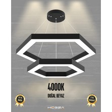 Hegza Lighting Hexagon Piramit ( Siyah Kasa, Gün Işığı ) Ledli Modern Avize