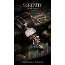 Serenity Opal Zirkon Taşlı Deniz Anası Figür Çelik Kolye2