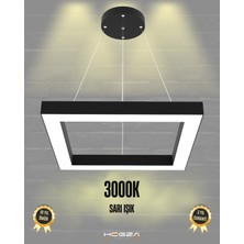Hegza Lighting Quattro (Siyah Kasa, Sarı Işık) Ledli Modern Avize