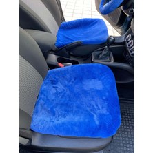Melonika Yumuşak Tüylü Peluş Serme Oto Koltuk Koruyucu Minder Ön 2'li Mavi Oto