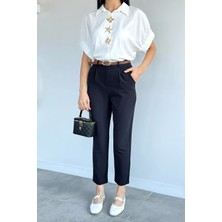 Gülseli Bel Kemerli Kumaş Pantolon P-00022362