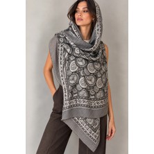 Luminos Aksesuar Etnik Madalyon Desenli Gri 80X180 Şal SAL3005