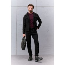 MCR Düz Slim Fit Gömlek Yaka Düğmeli Kaşe Erkek Mont