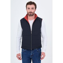 MCR Düz Slim Fit Dik Yaka Çift Taraflı Fermuarlı Erkek Yelek