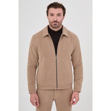 MCR Fitilli Slim Fit Gömlek Yaka Fermuarlı Kadife Erkek Mont
