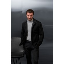 MCR Dokulu Slim Fit Gömlek Yaka Düğmeli Yün Erkek Mont