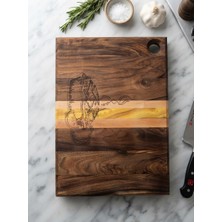 Rusticwood Ceviz Ağacı El Yapımı Dekoratif Sunum Kesme Tahtası