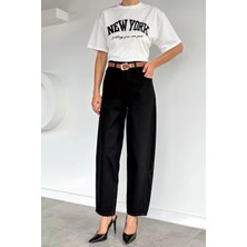 Gülseli Kadın Yüksek Bel Kemer Aksesuarlı Jean Kot Pantolon P-00022320
