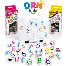Drn Kids ve Eğitim Manyetik Özellikli ,yapışkanlı, 66 Parça Alfabe, 51 Parça Sayılar, 1 Adet Kalem 20X30 Silinebilir Beyaz Yazı Tahtası