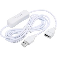 Lunatic 9660 USB Power Data Kablo Açma Kapama Düğmeli Dişi Erkek Güç Ara Uzatma Kablosu 2 Metre