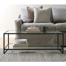 En Temiz Camlı Orta Sehpa 60*110 cm Modern Tasarım Şeffaf Cam ve Metal Ayaklı Fonksiyonel Kullanım SDTORTSHP86-110