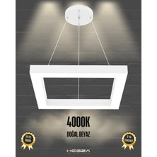 Hegza Lighting Quattro (Beyaz Kasa, Gün Işığı) Ledli Modern Avize